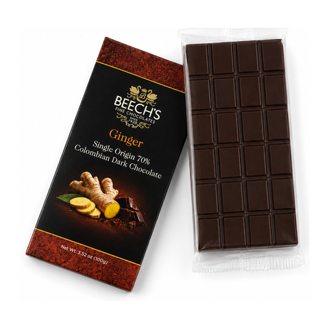Beech's 100g Single Origin Colombian 70% Dark Chocolate Ginger Bar (100g)