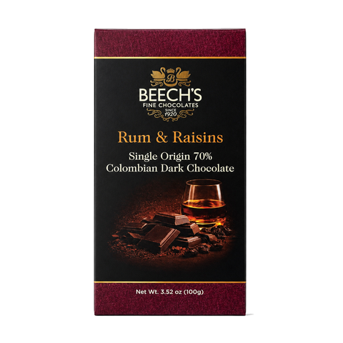 Beech's 100g Single Origin Colombian 70% Dark Chocolate Rum & Raisin Bar (100g)