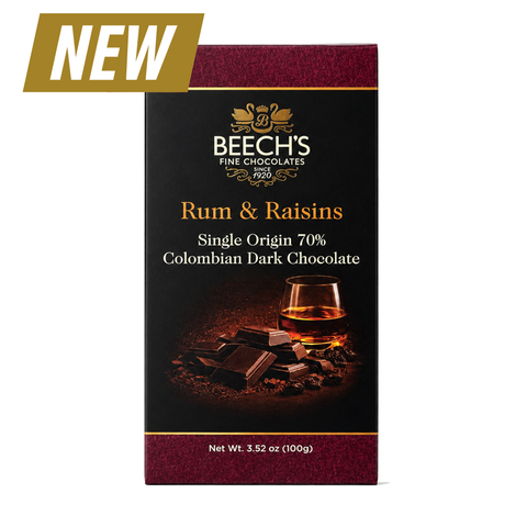 Beech's 100g Single Origin Colombian 70% Dark Chocolate Rum & Raisin Bar (100g)