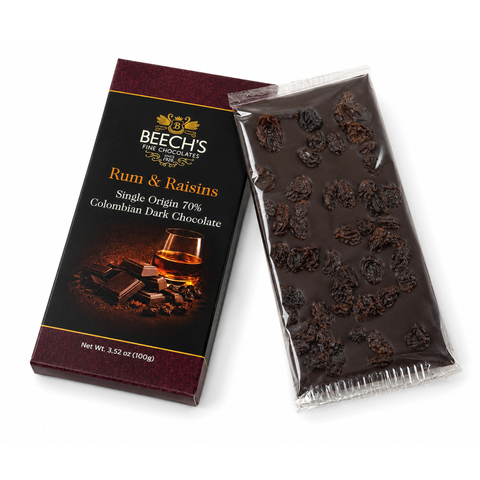 Beech's 100g Single Origin Colombian 70% Dark Chocolate Rum & Raisin Bar (100g)