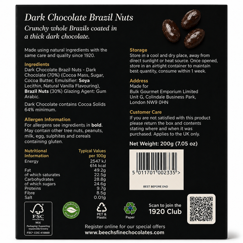 Beech's Dark Chocolate Brazils (200g)