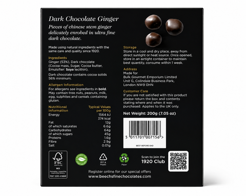 Beech's Dark Chocolate Stem Ginger (200g)
